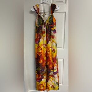 Aidan Mattox Maxi‎ Floral Braided Cap Sleeve Dress Size 4